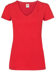 Fruit of the Loom Női póló Csapott ujjú Fruit of the Loom Valueweight V-Neck T Lady-Fit - XS, Piros