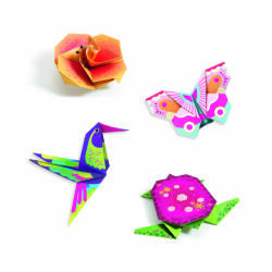 DJECO Set creativ pentru copii, Origami Djeco, animale si flori exotice (DJ08754)