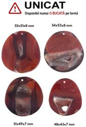  Pandantiv Agata Sardonix Druzy Picatura cu Gaura - 48-55 x 43-52 x 7-8 mm