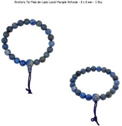  Bratara Tip Mala din Lapis Lazuli Margele Rotunde - 8 x 8 mm - 1 Buc
