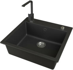 Gránit mosogató EOS Como + Design csaptelep + dugókiemelő (matt fekete)
