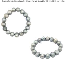  Bratara Perle de Cultura Gri Diametru 54 mm - Margele Neregulate - 11-13 x 11-13 mm - 1 Buc