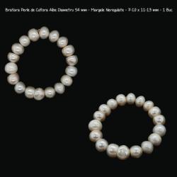  Bratara Perle de Cultura Alba Diametru 54 mm - Margele Neregulate - 7-10 x 11-13 mm - 1 Buc