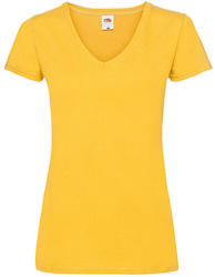 Fruit of the Loom Női póló Csapott ujjú Fruit of the Loom Valueweight V-Neck T Lady-Fit - XS, Napraforgó sárga