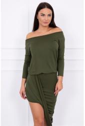 MONDO ITALIA Női aszimmetrikus ruha MI8923 khaki