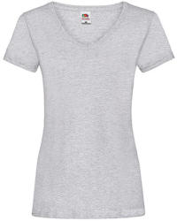 Fruit of the Loom Női póló Csapott ujjú Fruit of the Loom Valueweight V-Neck T Lady-Fit - XS, Heather szürke