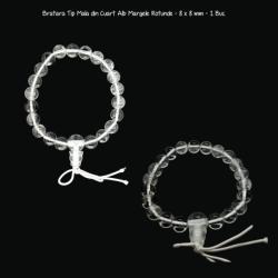  Bratara Tip Mala din Cuart Alb Margele Rotunde - 8 x 8 mm - 1 Buc