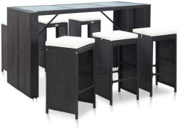 vidaXL Set mobilier bar de grădină cu perne, 7 piese, negru, poliratan (49560) - vidaxl