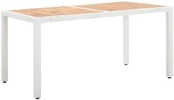 vidaXL Masă grădină, alb, 150x90x75 cm, poliratan și lemn de acacia (45989)