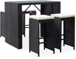 vidaXL Set de bar de exterior, 5 piese, negru, poliratan și sticlă (49568) - vidaxl