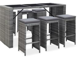 vidaXL Set mobilier bar de grădină cu perne, 7 piese, gri, poliratan (49561) - vidaxl