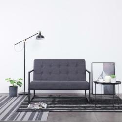 vidaXL Canapea cu 2 locuri și brațe, gri închis, oțel și material textil (282162) Canapea