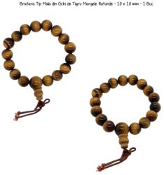  Bratara Tip Mala din Ochi de Tigru Margele Rotunde - 10 x 10 mm - 1 Buc