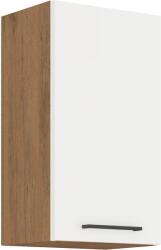 TEMPO KONDELA Felső szekrény, lancelot tölgy / fehér extra magas fényű HG, VEGA 40 G-72 1F