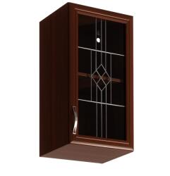 TEMPO KONDELA Felsőszekrény G40S üveggel, jobbos, dió Milano, SICILIA