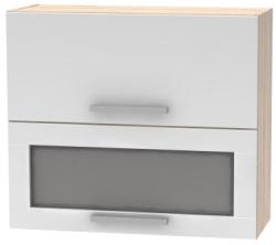 TEMPO KONDELA Billenő felsőszekrény üveggel 2DV, tölgy sonoma/fehér, NOVA PLUS NOPL-016-OH - kondela