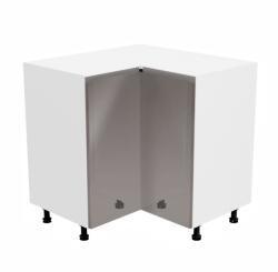 TEMPO KONDELA Alsó sarokszekrény, fehér/szürke extra magasfényű, AURORA D90N