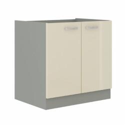 TEMPO KONDELA Alsó szekrény, krémszínű magas fényű fehér, PRADO 80 D 2F ZB