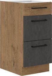 TEMPO KONDELA Alsószekrény, szürke matt/tölgy lancelot, VEGA 40 D 3S BB - kondela