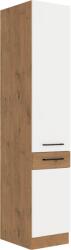 TEMPO KONDELA Magas szekrény, lancelot tölgy/ fehér extra magas fényű HG , VEGA 40 DK-210 2F