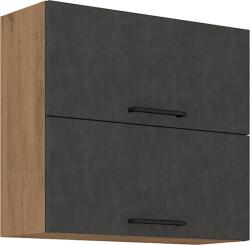 TEMPO KONDELA Felsőszekrény, tölgy lancelot/szürke matt, VEGA 80 GU-72 2F