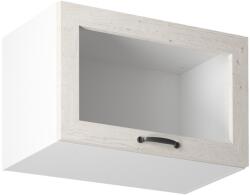 TEMPO KONDELA Felsőszekrény üveggel, fehér/sosna északi, ROYAL G60KSN