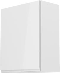 TEMPO KONDELA Felsőszekrény, fehér/fehér extra magasfényű, balos, AURORA G601F - kondela