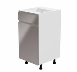 TEMPO KONDELA Alsószekrény, fehér/szürke extra magasfényű, balos, AURORA D40S1