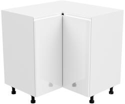 TEMPO KONDELA Alsó sarokszekrény, fehér/fehér extra magasfényű, AURORA D90N