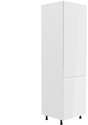 TEMPO KONDELA Hűtő beépítő szekrény, fehér/fehér extra magasfényű, jobbos, AURORA D60ZL