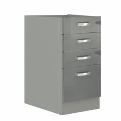 TEMPO KONDELA Alsó szekrény, szürke/szürke extra magasfényű, PRADO 40 D 4S