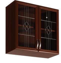 TEMPO KONDELA Felsőszekrény G80S üveggel, dió Milano, SICILIA