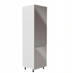 TEMPO KONDELA Szekrény a beépíthető hűtőhöz, fehér/szürke extra magasfényű, jobbos, AURORA D60ZL - kondela