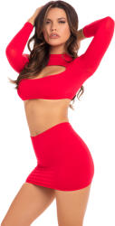 Pink Lipstick Stop & Stare 2pc Skirt Set Red M/L