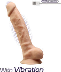 SilexD Model 1 Vibrating Premium Silicone Dual Density Dildo 8" Flesh