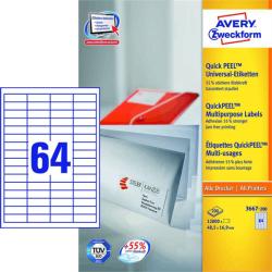 Avery Zweckform 48, 5*16, 9 mm-es Avery Zweckform A4 íves etikett címke, fehér színű (200 ív/doboz) (3667-200) - dunasp