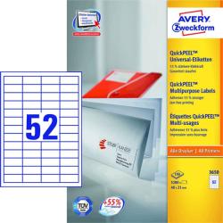Avery Zweckform 48*21 mm-es Avery Zweckform A4 íves etikett címke, fehér színű (100 ív/doboz) (3650) - dunasp