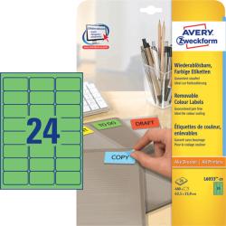 Avery Zweckform 63, 5*33, 9 mm-es Avery Zweckform A4 íves etikett címke, zöld színű (20 ív/doboz) (L6033-20) - dunasp