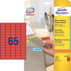 Avery Zweckform 38, 1*21, 2 mm-es Avery Zweckform A4 íves etikett címke, piros színű (20 ív/doboz) (L4790-20) - dunasp