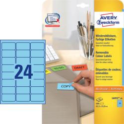 Avery Zweckform 63, 5*33, 9 mm-es Avery Zweckform A4 íves etikett címke, kék színű (20 ív/doboz) (L6032-20) - dunasp