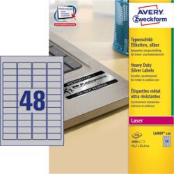 Avery Zweckform 45, 7*21, 2 mm-es Avery Zweckform A4 íves etikett címke, ezüst színű (100 ív/doboz) (L6009-100) - dunasp