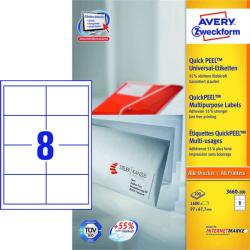 Avery Zweckform 97*67, 7 mm-es Avery Zweckform A4 íves etikett címke, fehér színű (200 ív/doboz) (3660-200) - dunasp