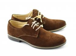 Rovi Design Pantofi maro barbati casual - eleganti din piele naturala intoarsa - Made in Romania (857MD)