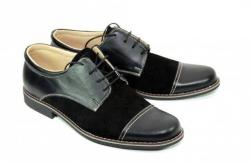 Rovi Design Pantofi negri barbati casual-eleganti din piele naturala (LUX75R)