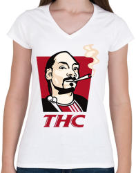 printfashion Snoop THC Dogg - Női V-nyakú póló - Fehér (2657554)