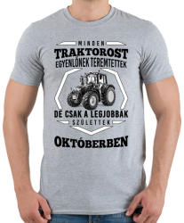 printfashion TRAKTOROS SZÜLINAP - Október - Férfi póló - Sport szürke (2645664)