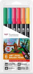 Tombow Marker caligrafic 2 in 1, ABT Dual Brush Pen, Derma Colours, 6 culori/set Tombow ABT-6P-3 (ABT-6P-3)