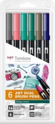 Tombow Marker caligrafic 2 in 1, ABT Dual Brush Pen, Vintage Colours, 6 culori/set Tombow ABT-6P-5 (ABT-6P-5)