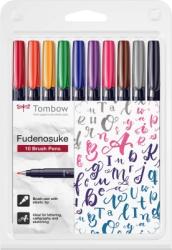 Tombow Markere caligrafice Fudenosuke Hard, Vivid Color, 10 bucati/set Tombow WS-BH-10P (WS-BH-10P)