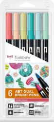 Tombow Marker caligrafic 2 in 1, ABT Dual Brush Pen, Candy Colours, 6 culori/set Tombow ABT-6P-4 (ABT-6P-4)